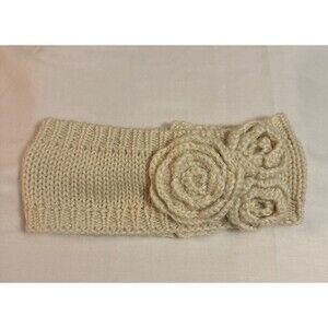 J Crew Acrylic Wool Blend Knit Ear Warmer Knit Headband Winter Warm Cream, Sz OS